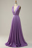 Load image into Gallery viewer, Purple Deep V-neck Sparkly Prom Dress