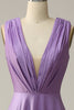 Load image into Gallery viewer, Purple Deep V-neck Sparkly Prom Dress