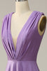 Load image into Gallery viewer, Purple Deep V-neck Sparkly Prom Dress