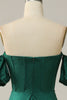 Load image into Gallery viewer, Off the Shoulder Green Sparkly Corset Prom Dress