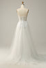 Load image into Gallery viewer, A Line Spaghetti Straps White Long Bridal Dress with Appliques