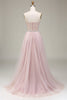 Load image into Gallery viewer, Tulle A Line Strapless Light Pink Corset Prom Dress