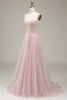 Load image into Gallery viewer, Tulle A Line Strapless Light Pink Corset Prom Dress