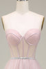 Load image into Gallery viewer, Tulle A Line Strapless Light Pink Corset Prom Dress