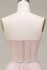 Load image into Gallery viewer, Tulle A Line Strapless Light Pink Corset Prom Dress