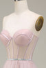 Load image into Gallery viewer, Tulle A Line Strapless Light Pink Corset Prom Dress