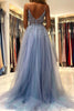 Load image into Gallery viewer, Tulle Blue Beading Princess Prom Dress