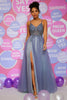 Load image into Gallery viewer, Beading Tulle Blue Princess Prom Dress