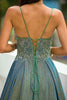 Load image into Gallery viewer, Dark Grey Glitter Spaghetti Straps Long Prom Dress