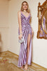 Load image into Gallery viewer, Purple Sequins Backless Sparkly Long Prom Dress