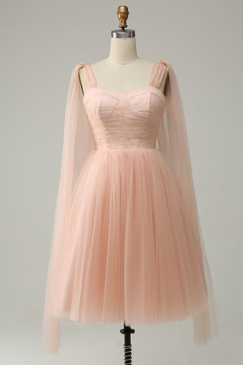 Load image into Gallery viewer, A Line Blush Sweetheart Midi Prom Dress