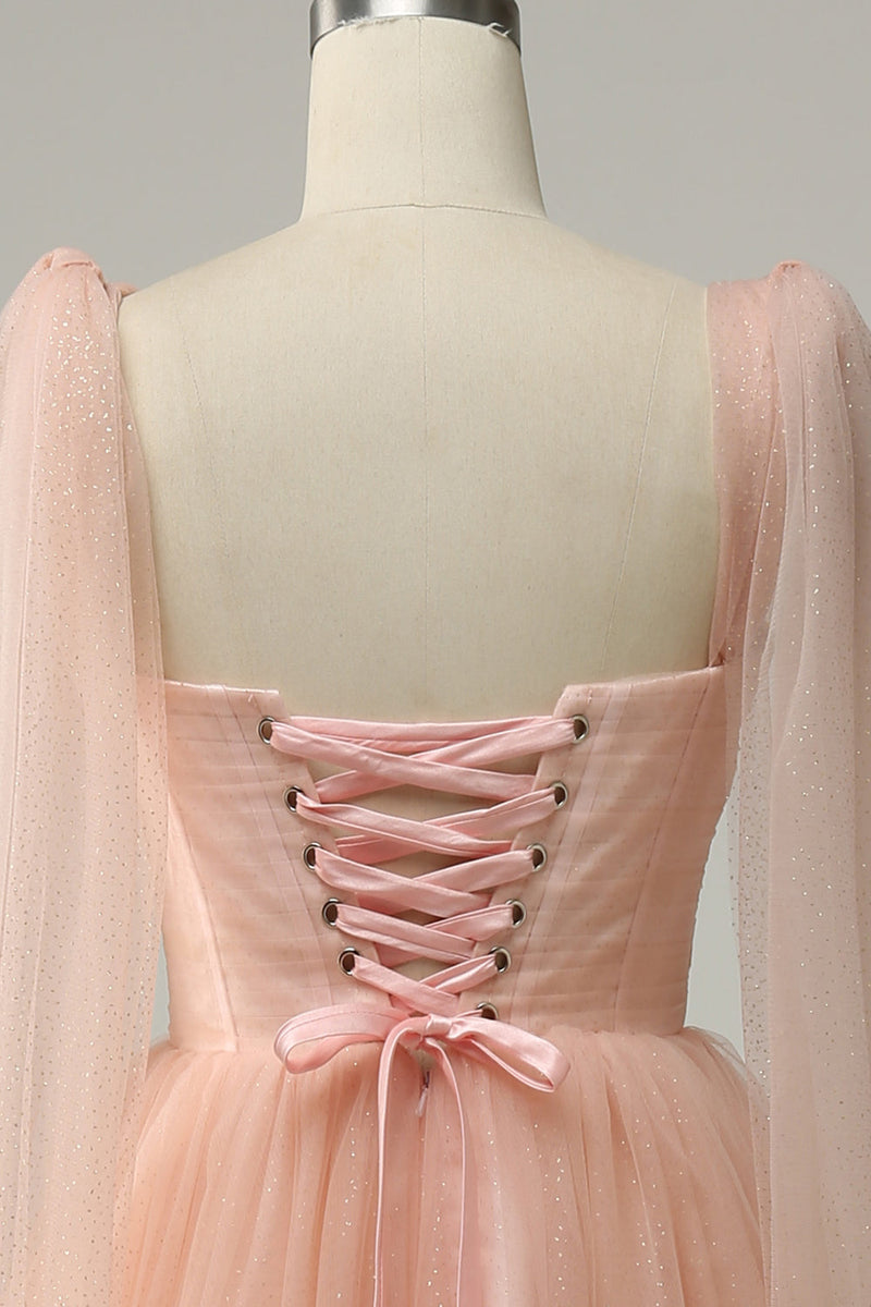 Load image into Gallery viewer, A Line Blush Sweetheart Midi Prom Dress