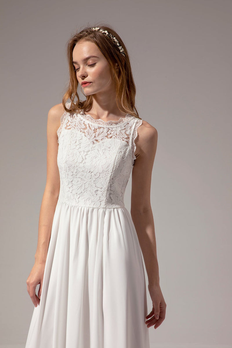 Load image into Gallery viewer, White A-line Sweetheart Long Formal Prom Party Dress With Lace