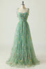 Load image into Gallery viewer, Green Tulle A Line Long Prom Dress with Embroidery