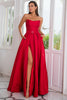 Load image into Gallery viewer, A Line Strapless Red Long Prom Dress with Split Front