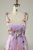 Load image into Gallery viewer, Purple A Line Tulle Prom Dress with Appliques