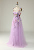 Load image into Gallery viewer, Purple A Line Tulle Prom Dress with Appliques