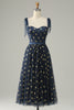 Load image into Gallery viewer, A-Line Navy Tea-Length Tulle Prom Dress with Stars