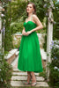 Load image into Gallery viewer, Green Tulle A Line Midi Prom Dress with Ruffles