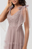 Load image into Gallery viewer, A-Line V Neck Dusty Pink Long Bridesmaid Dress with Beading