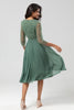 Load image into Gallery viewer, A Line V-Neck Eucalyptus Bridesmaid Dress with Long Sleeves