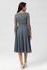 Load image into Gallery viewer, A Line V-Neck Eucalyptus Bridesmaid Dress with Long Sleeves