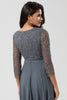 Load image into Gallery viewer, A Line V-Neck Eucalyptus Bridesmaid Dress with Long Sleeves