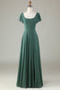 Load image into Gallery viewer, A-Line Eucalyptus Long Bridesmaid Dress with Ruffles