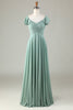 Load image into Gallery viewer, Lace-Up Back Matcha Bridesmaid Dress with Ruffles