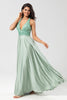 Load image into Gallery viewer, A Line V-Neck Matcha Long Bridesmaid Dress with Beading