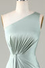 Load image into Gallery viewer, One Shoulder Matcha Bridesmaid Dress with Ruffles