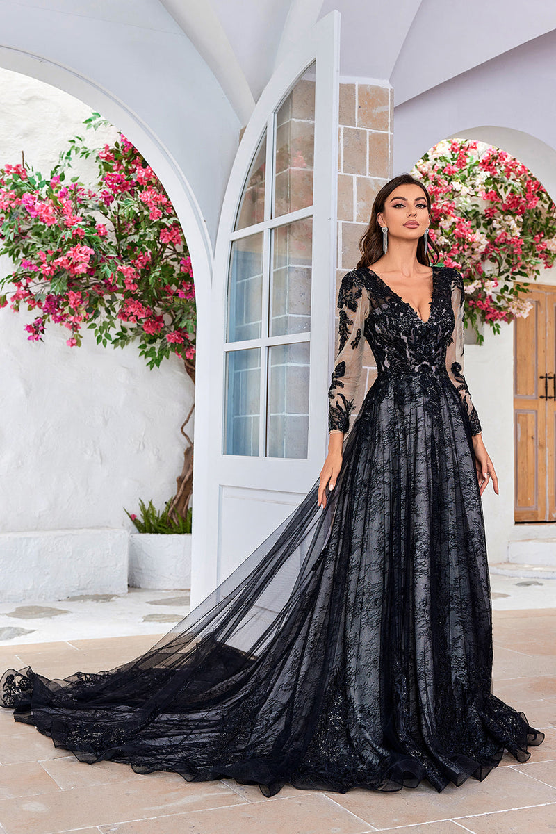 Black long dress for wedding best sale