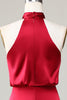 Load image into Gallery viewer, Mermaid Halter Sleeveless Burgundy Satin Bridesmaid Dress