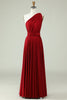 Load image into Gallery viewer, A-Line Halter Burgundy Long Bridesmaid Dress