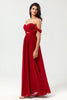 Load image into Gallery viewer, A Line Sweetheart Burgundy Long Bridesmaid Dress with Keyhole