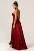 Load image into Gallery viewer, Simple A Line Lace-Up Back Burgundy Long Bridesmaid Dress with Criss Cross Back