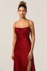 Load image into Gallery viewer, Simple A Line Lace-Up Back Burgundy Long Bridesmaid Dress with Criss Cross Back