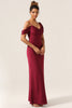 Load image into Gallery viewer, Charming Mermaid One Shoulder Cabemet Long Bridesmaid Dress