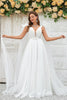 Load image into Gallery viewer, Ivory Detachable Watteau Train Tulle Wedding Dress