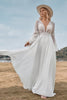 Load image into Gallery viewer, Long Sleeves Ivory A Line Wedding Dress with Lace