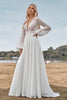 Load image into Gallery viewer, Long Sleeves Ivory A Line Wedding Dress with Lace