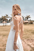 Load image into Gallery viewer, Lace Backless Spaghetti Straps Boho Wedding Dress with with Slit