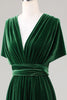 Load image into Gallery viewer, Dark Green Covertible Wear Velvet Long Bridesmaid Dress