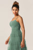 Load image into Gallery viewer, Gorgeous A Line Spaghetti Straps Eucalyptus Tulle Long Bridesmaid Dress