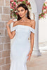 Load image into Gallery viewer, Off the Shoulder Satin Simple Mermaid Wedding Dress