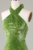 Load image into Gallery viewer, Velvet Halter Olive Bridesmaid Dress