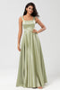 Load image into Gallery viewer, Satin A Line Green Bridesmaid Dress with Pockets