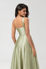 Load image into Gallery viewer, One Shoulder Satin Green Bridesmaid Dress with Pockets