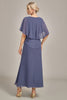 Load image into Gallery viewer, Sheath Scoop Tea-Length Stormy Chiffon Mother of the Bride Dress