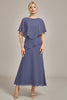 Load image into Gallery viewer, Sheath Scoop Tea-Length Stormy Chiffon Mother of the Bride Dress